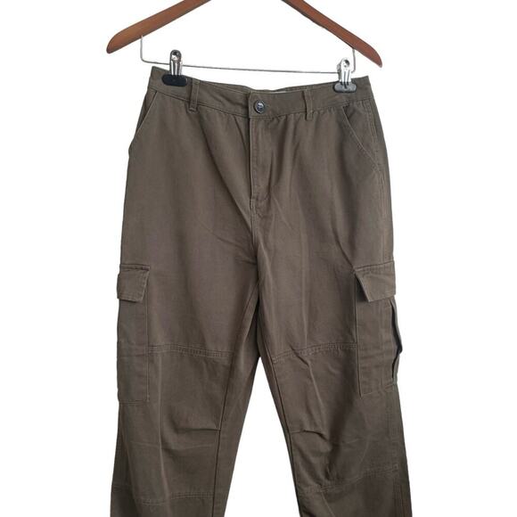 Y2K Sorella Moon Women Cotton Cargo Jogger Pants M Khaki Utility Gorp Streetwear - Picture 4 of 11